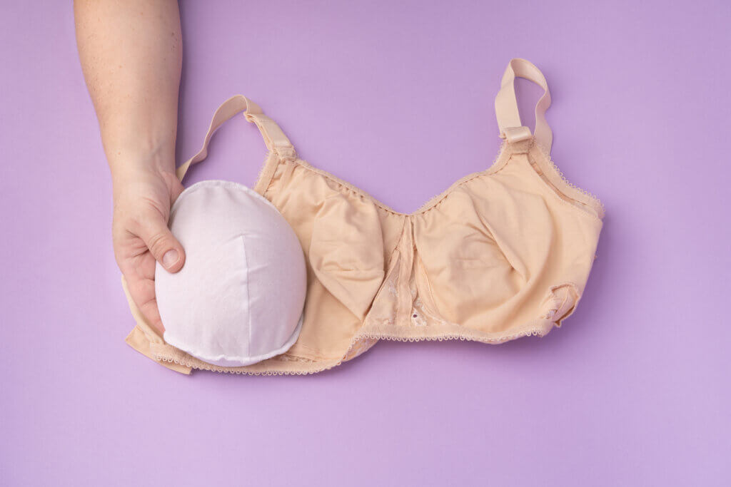 Breast prosthesis before inserting it into the special bra.